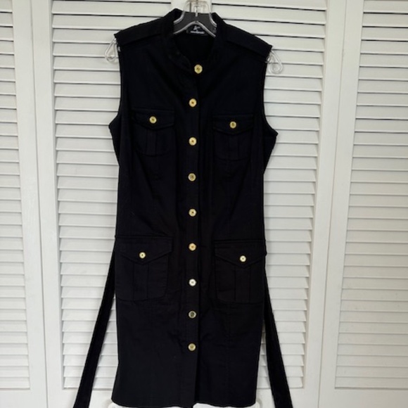 WOMEN'S LEMMIE FOR NINA LEONARD FRONT BUTTON BLACK DRESS WITH BELT,  SIZE: 8. - Picture 5 of 13